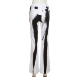 Fall Women'S High Waist Digital Print Slim Bell Bottom Yoga Casual Pants