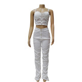 Women Camisole Zip Tank Top And Pants Two Piece