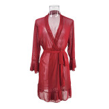 Women Mesh Nightgown See-Through Mesh Underwear Sexy Bathrobe Pajamas