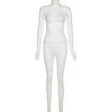 Fall Women'S Sexy See-Through Cutout Mesh High Waist Tight Fitting Jumpsuit