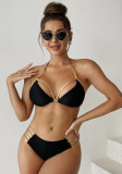 Sexy Bikini Swimsuit Solid Color Lace-Up Shiny Women'S Swimwear