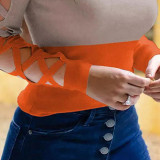Women's Fashion Cross Sleeve Block Color Top