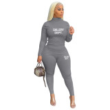 Women's Solid Turtleneck Casual Two-Piece Set