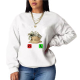 Women's Top Print Hoodie Casual Loose Fit Long Sleeve Hoodies