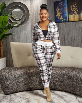Women Plaid Zip op and Pant Two Piece
