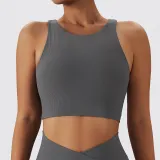 Ribbed Cutout Tank Yoga Tank Top Outdoor Running Sports Bra Quick Dry Breathable Workout Top Women