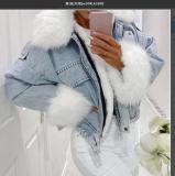 Fashion Denim Cropped Fur Jacket