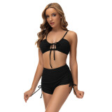 Women Sexy Solid Cutout Two Pieces Swimwear