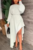 women's autumn winter fashion solid color long sleeve dress