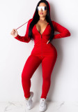 Autumn and winter women's casual sports hooded drawstring long-sleeved trouser suit two-piece set