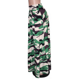 Spring Summer Women's Casual Casual Print Zipper Slit Stretch Waist Skirt