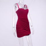 velvet Strap Dress Fall Winter Herringbone Bodycon Mini Dress