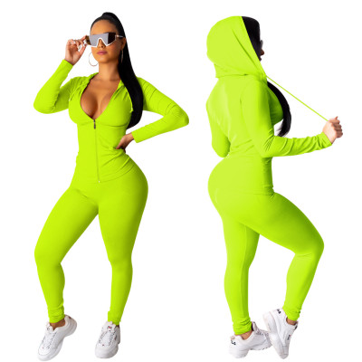 Autumn and winter women's casual sports hooded drawstring long-sleeved trouser suit two-piece set