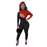 Women Casual Sexy Cut Out Colorblock Jumpsuit