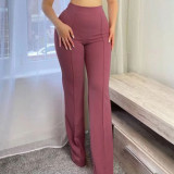 Casual pants autumn Chic Career slightly flared trousers fashion wide-leg pants women