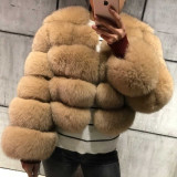 Women's Cropped Long Sleeve Fur Faux Fur Coat