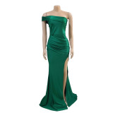 Women's Dress Evening Gown Off Shoulder Slit Sexy Maxi Dress