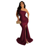 Women's Dress Evening Gown Off Shoulder Slit Sexy Maxi Dress