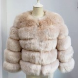 Women's Cropped Long Sleeve Fur Faux Fur Coat