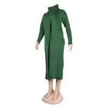Women Sexy Round Neck Slit Sweater Dress