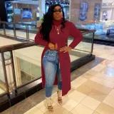Women Sexy Round Neck Slit Sweater Dress