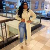 Women Sexy Round Neck Slit Sweater Dress