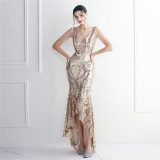 Large Swing Long Dress Beaded Chic Elegant Annual Conference Long Fishtail Sequin Sexy Dress