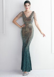 Mélange Sequin Beaded Evening Gown Long Formal Party Slim Evening Dress