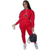 Women's Fashion Casual Print Tracksuit Two-Piece Set