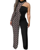 Women'S Fashion Print One-Sleeve Jumpsuit