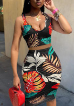 Women'S Sexy Tie-Dye Tank Top Slim Skirt 2-Piece Set