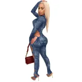 Women Sexy Print Cutout Lace-Up Jumpsuit