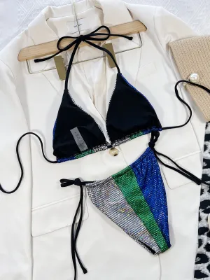 Women Sexy Pleated Sequins Bikini Swimwear