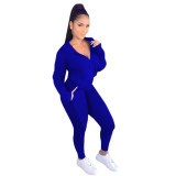 Women's Zip Hood Fashion Sport Casual Long Sleeve Solid Color Suit