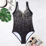 Star Print Hard Pack One-Piece Push Up Slim Sexy Plus Size Women's Swimsuit