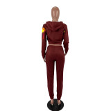 Women's Long Sleeve Hooded Zip Tracksuit Fashion Two-Piece Set