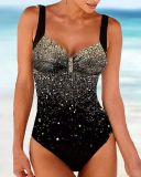 Star Print Hard Pack One-Piece Push Up Slim Sexy Plus Size Women's Swimsuit