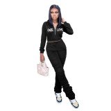 Women'S Letter Embroidery Casual Fashion Sports Tracksuit Two-Piece Set