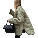 Plus Size Women'S Loose Long Sleeve Cotton Padded Coat Women'S Winter Single-Breasted Long Loose Jacket