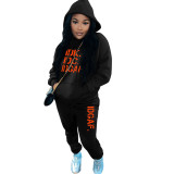 Women'S Fashion Casual Print Hoodies Two-Piece Tracksuit