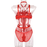 Women Halter Neck Net Sexy Lingerie Bodysuit