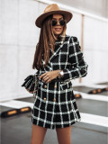 Women Fall Winter Print Turndown Collar Jacket