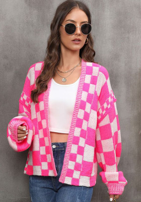 Winter fashion plaid cardigan Plus Size coat knitting cardigan coat