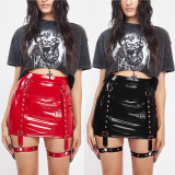 Sexy nightclub pu Leather street trend bodycon skirt