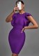 Women'S Women'S Short Sleeve Round Neck Ruffle Sleeve Slim Waist Sexy Purple Dress