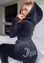 Fall Winter Tracksuits Fashion Beaded Velvet Sport Casual Two Piece Pants Set