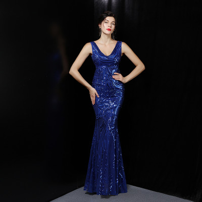 Plus Size Women Luxury Sequin Formal Party Evening Dress