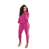 Plus Size Women Zip Long Sleeve Top and Pant Two Piece