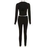 Women Hooded Long Sleeve Top and Pant Two Piece