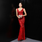 Plus Size Women Luxury Sequin Formal Party Evening Dress